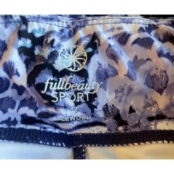 Fullbeauty Sport Logo 12 Purple Print Stitch Seam Detail Active Yoga Leggings - Picture 4 of 4